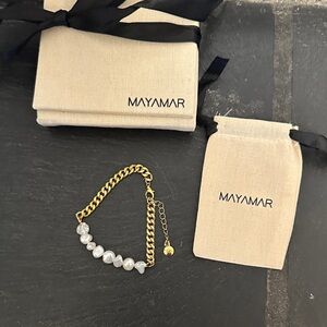 MAYAMAR Gold and White Pearl Bracelet